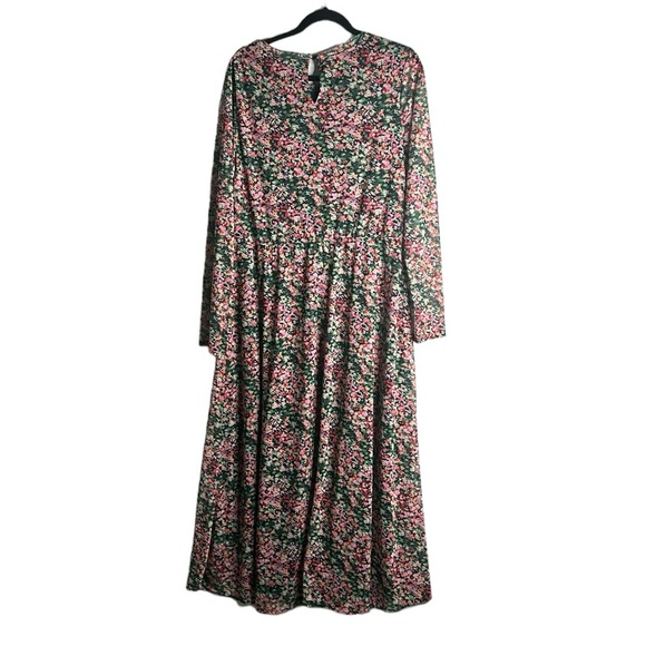 Anthropologie Eva Franco floral maxi dress long sleeve mesh boho multi color L - Picture 5 of 12